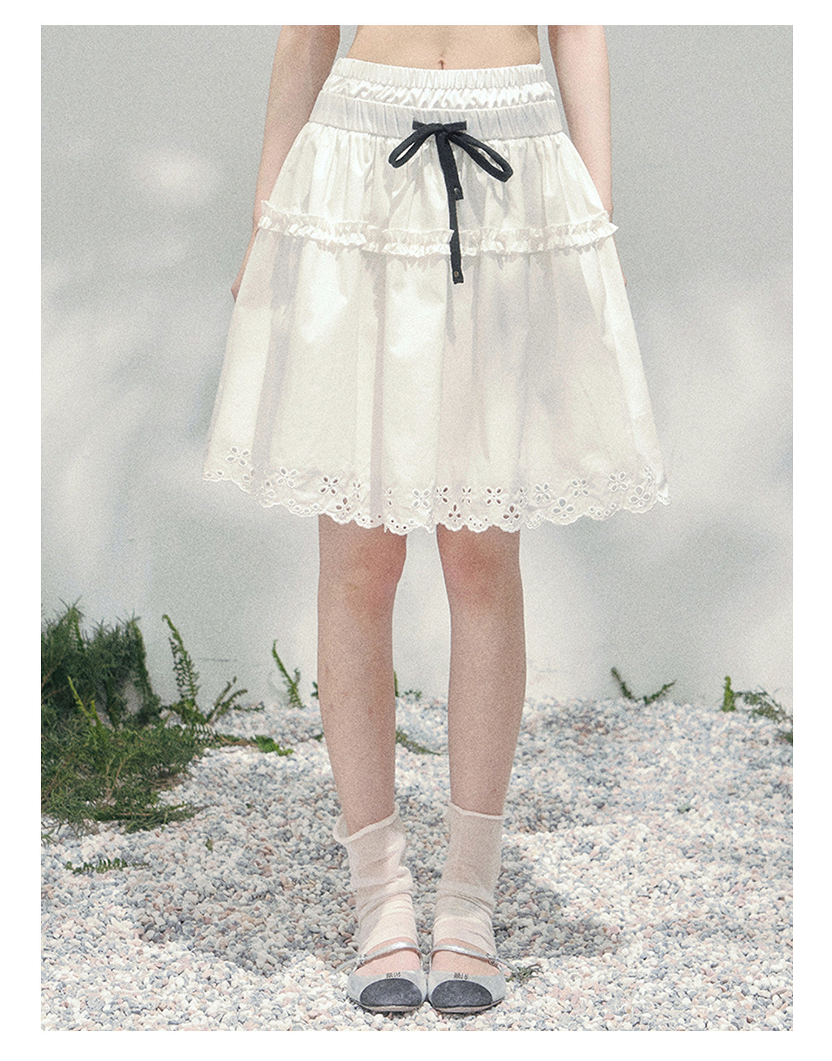 少也眼 "Spring Meadow Skirt" Soft White French Skirt 75683845