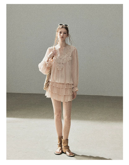 "Flowers on the Breeze" Blush Pink Top & Mini Skirt Two-Piece Set