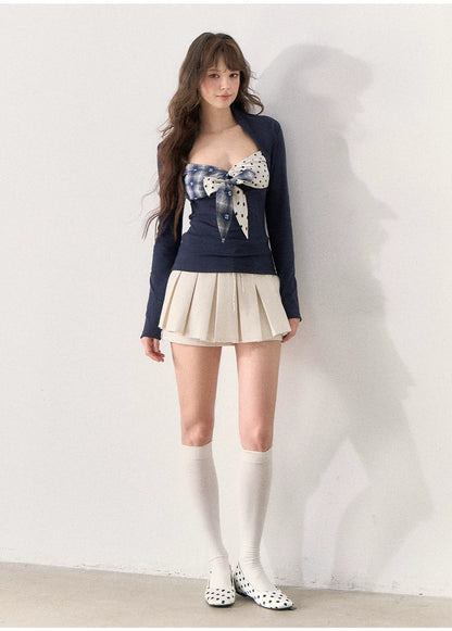 [TMMG] “Leg-Lengthening Essential” — Sweet Cream Pleated Mini Skirt