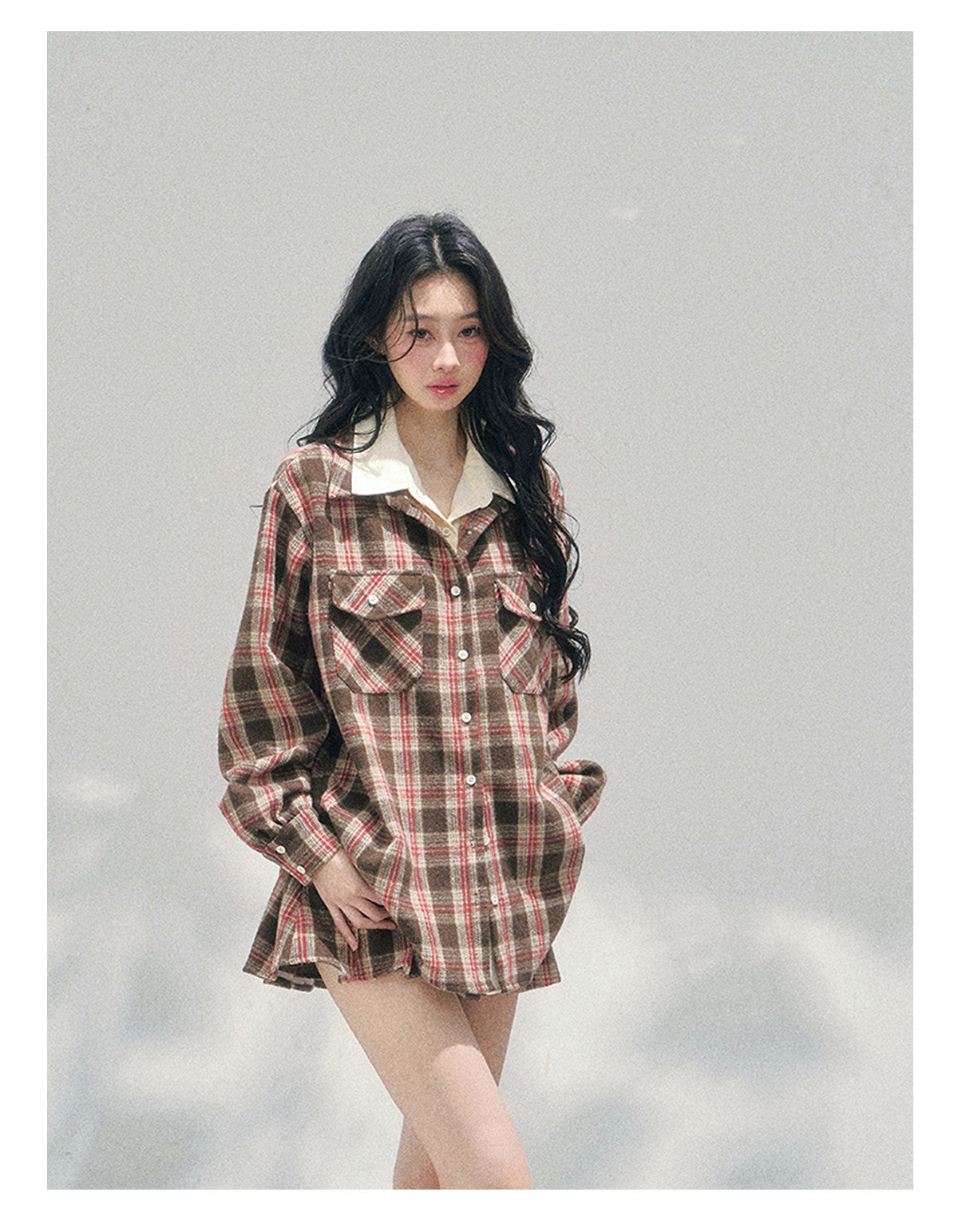 “Café Daydream” British Plaid Shirt & Mini Skirt Set