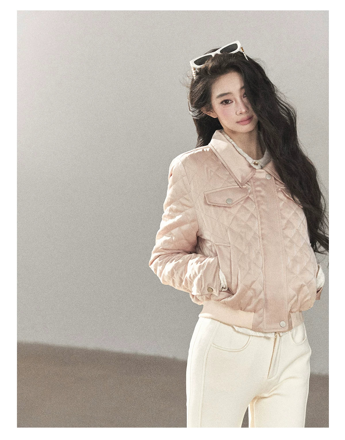 AOMALM - Cinnamon Pink 90% White Duck Down Cropped Puffer Jacket