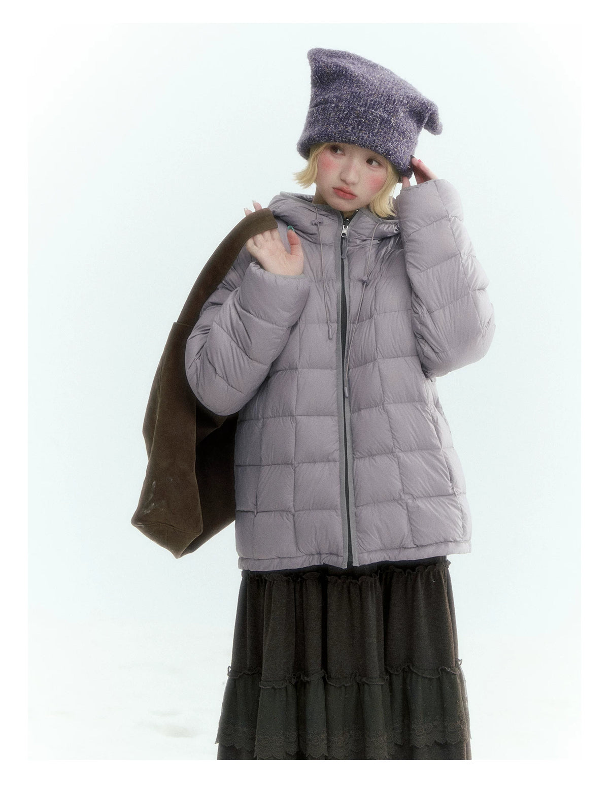 Horridale - Misty Purple Reversible Floral Hooded Down Jacket
