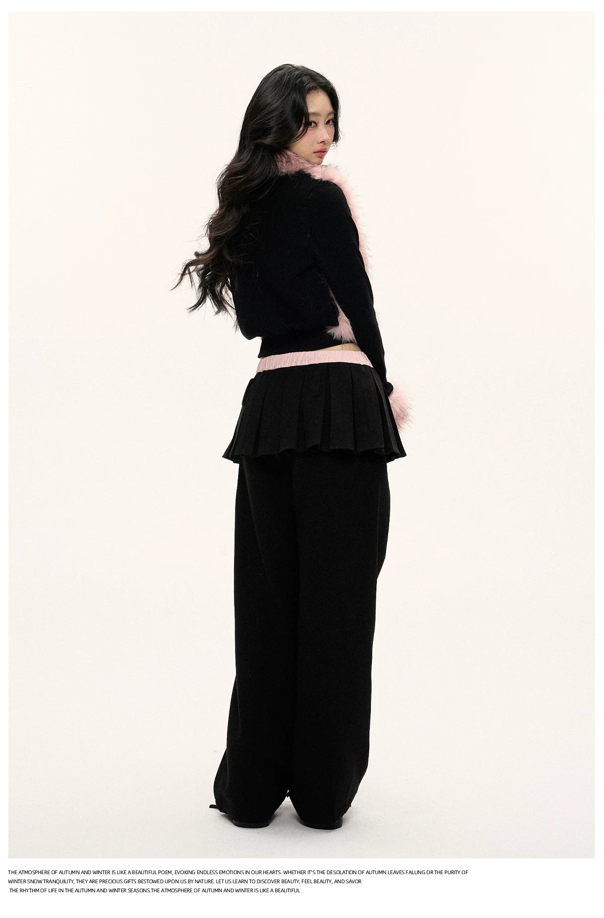 JN's DESIGN - Black & Pink Color-Block Faux Fur Jacket