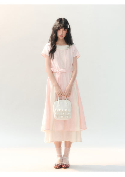 [CAN] "Sakura Mist Blossom" Pink Floral Doll Collar Dress
