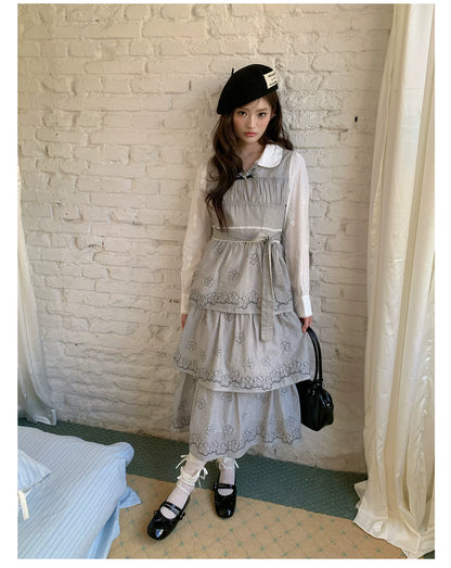 “Woodland Waltz Reverie” Grey Layered Cake Dress