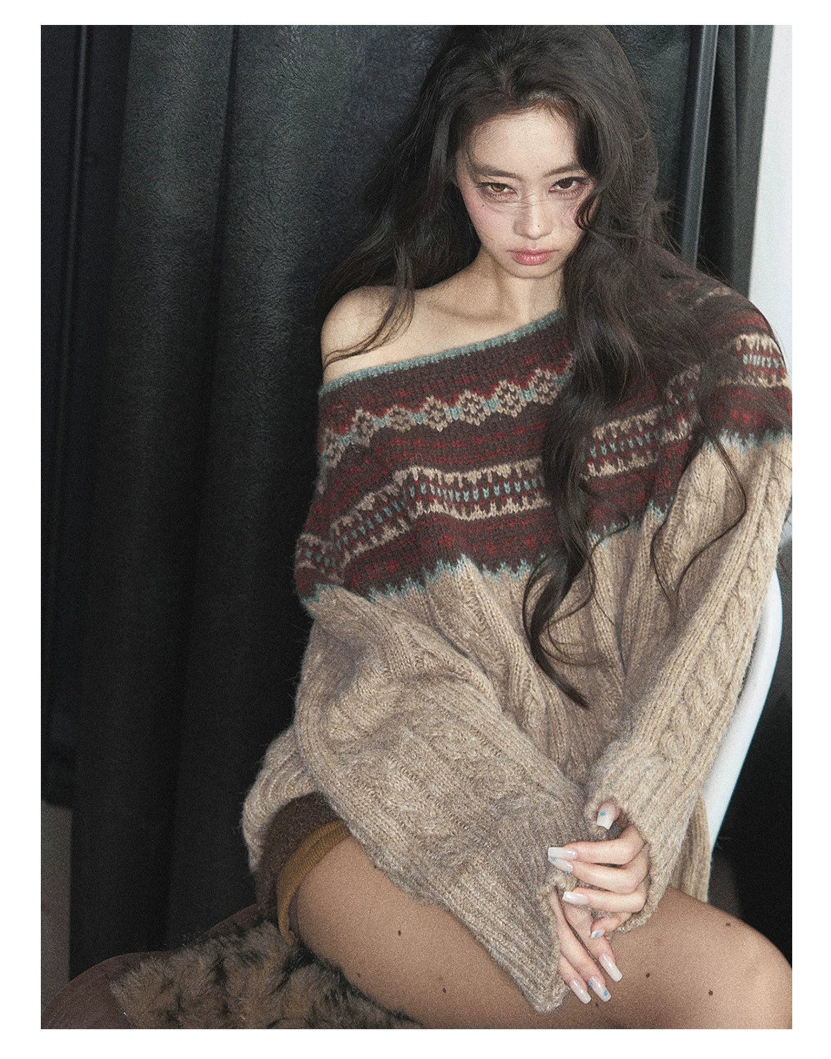 AOMALM - Mocha Musk Fair Isle Wool-Blend Sweater