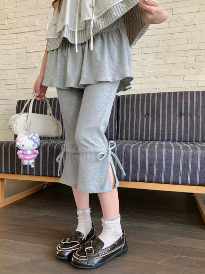 [RF] “Milk Gray Ballet” Gray Adjustable Drawstring Slim Flare Pants