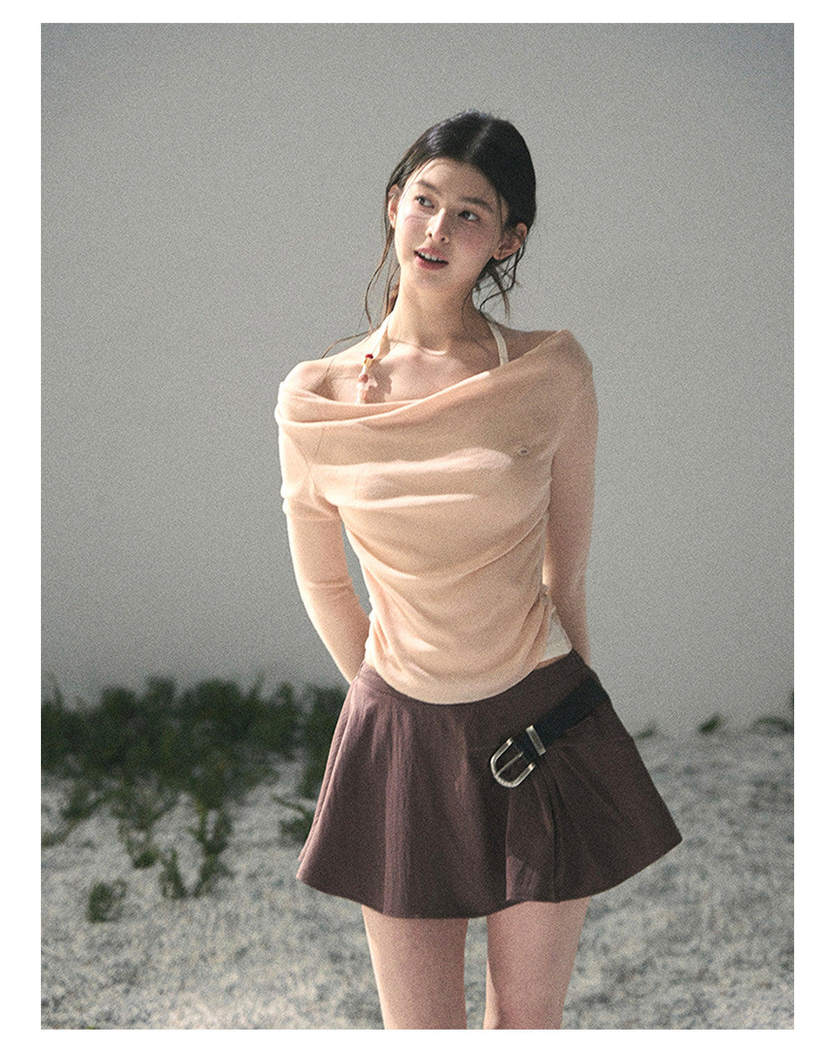 “Sugar Frost Diaries” Soft Mist Pink Layered Halter Top