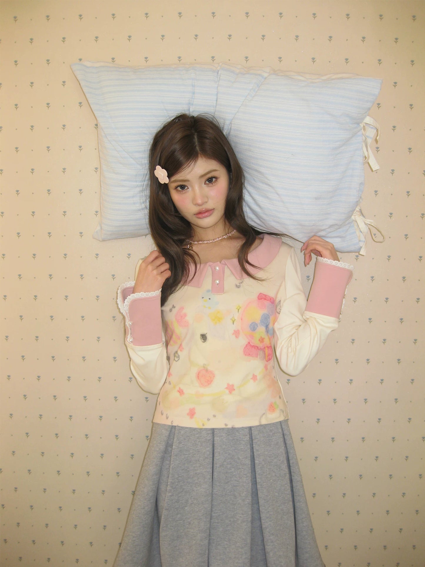 “Spring Palette Reverie” Apricot Cropped Knit Top