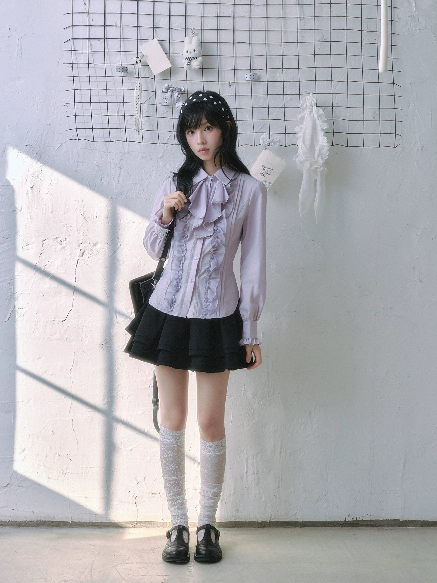 "Royal Lavender" Victorian Layered Collection (Ruffle Shirt / High-Waist Skirt / Mesh Overlay Skirt)