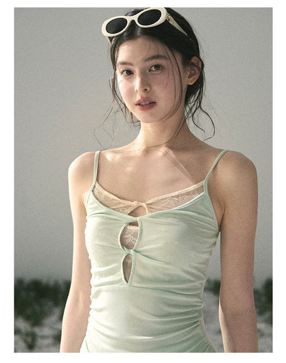 “Mint Afterglow” Jade Green Twist Cutout Top & Maxi Skirt