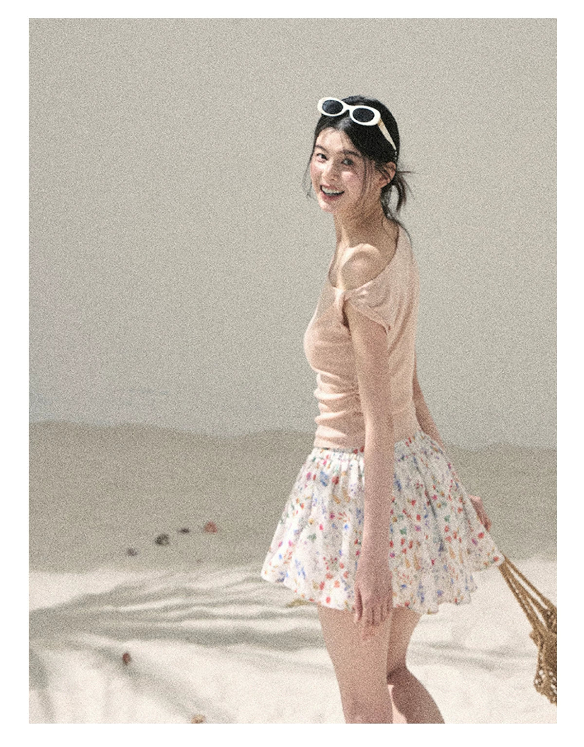 "Shape of the Wind" Soft Pink One-Shoulder Twist Crop Top 6556585