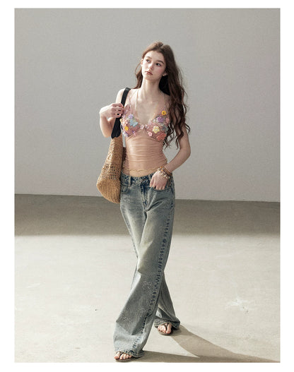 "Waiting for a Flower to Bloom" Lotus Pink Sheer Halter Crop Top