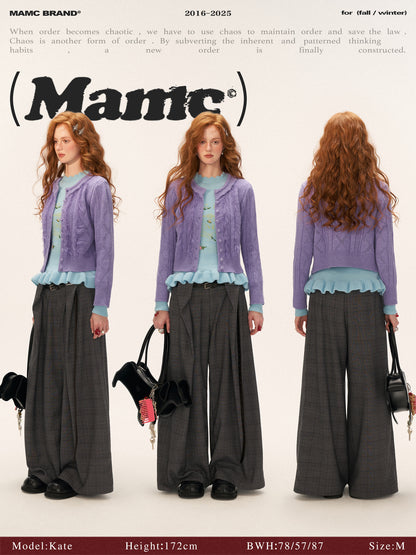 MAMC - Ruffled Collar Knit Cardigan (Lavender Purple)