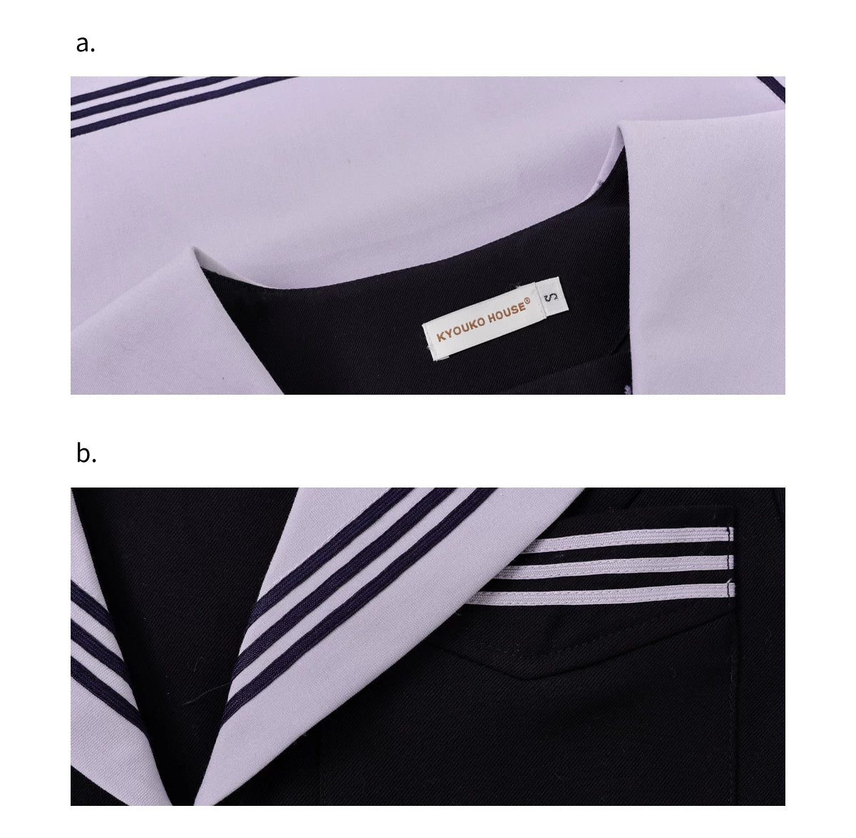 "Snow-Cleared Lily" Gray-Lilac JK Long-Sleeve Sailor Uniform Set