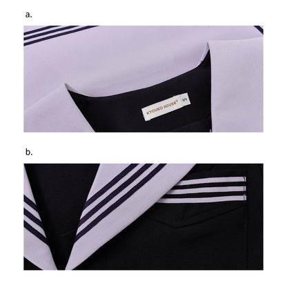 "Snow-Cleared Lily" Gray-Lilac JK Long-Sleeve Sailor Uniform Set