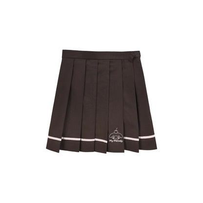 "Strawberry Daydream" Pink Hooded Zip-Up & Brown Skirt Set