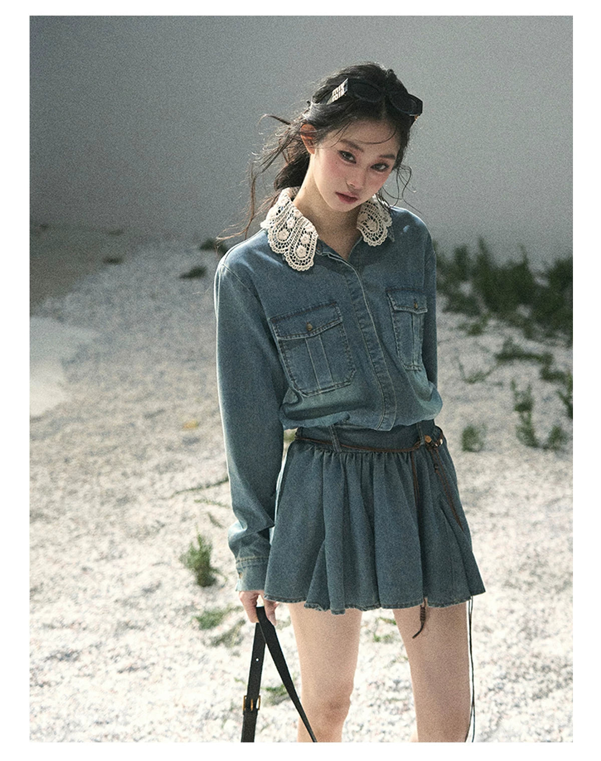 “Falling Into Your Gaze” Vintage Blue Denim Babydoll Dress