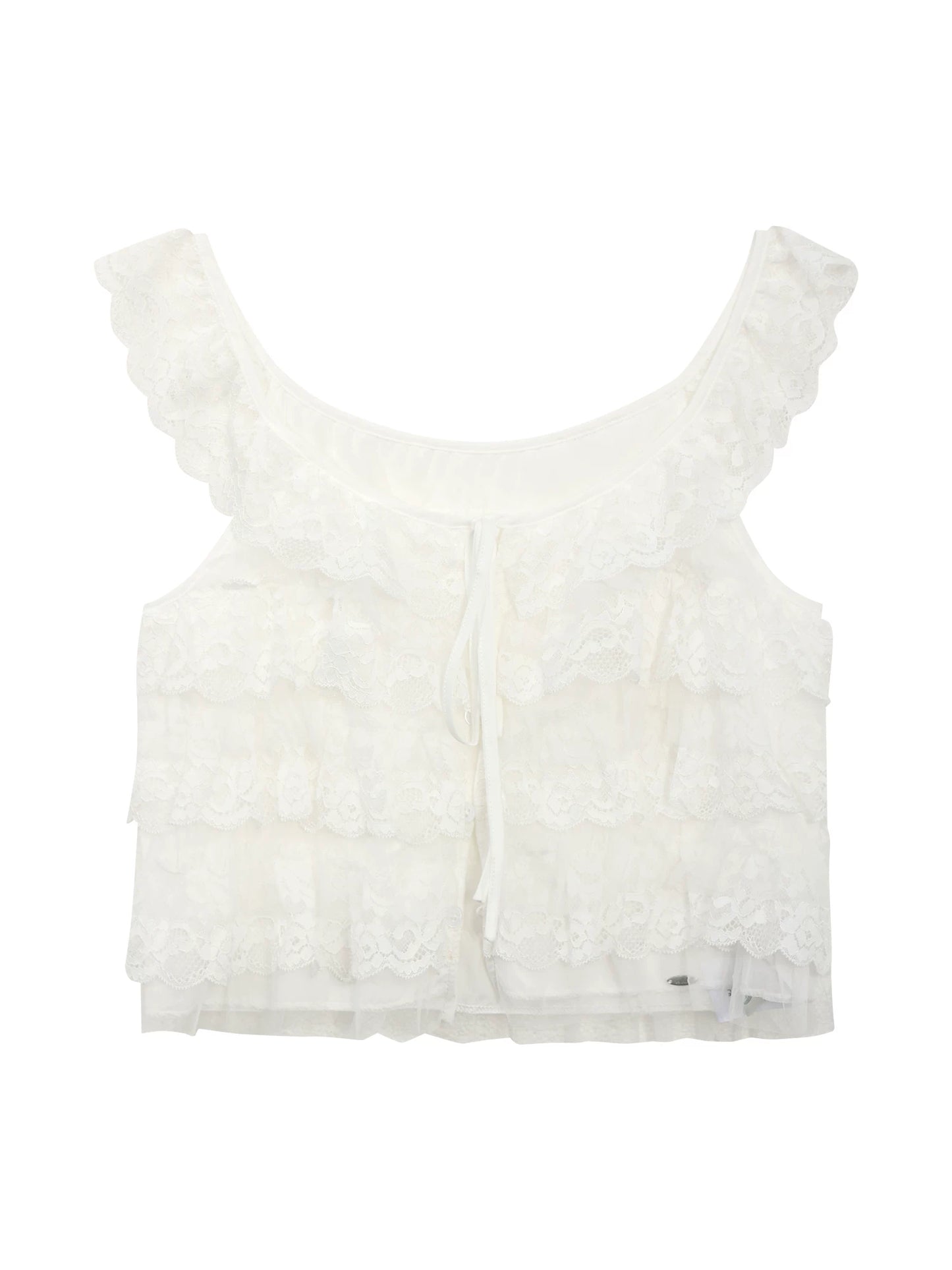 "Angel Arrival" White Lace Flutter Sleeve Cami Top