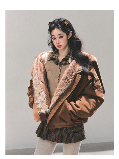 "降落在你怀中" Falling Into You Fleece Jacket - Brown