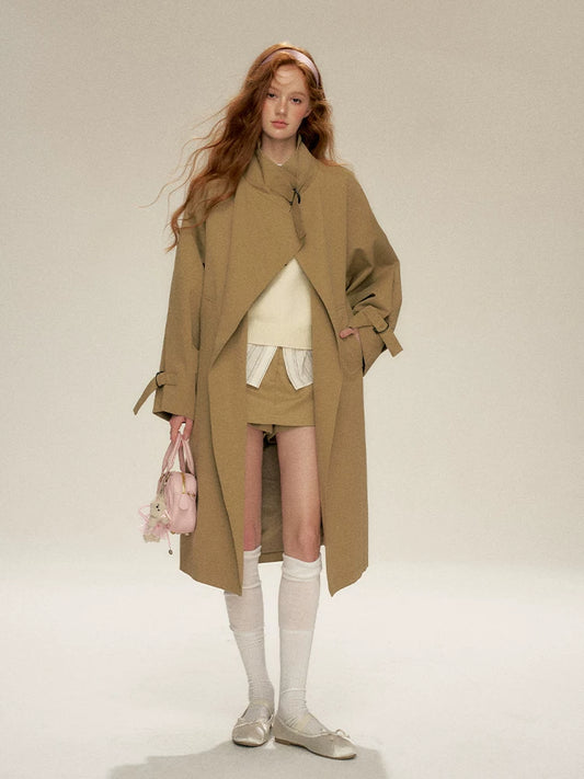 Khaki Longline Trench Coat