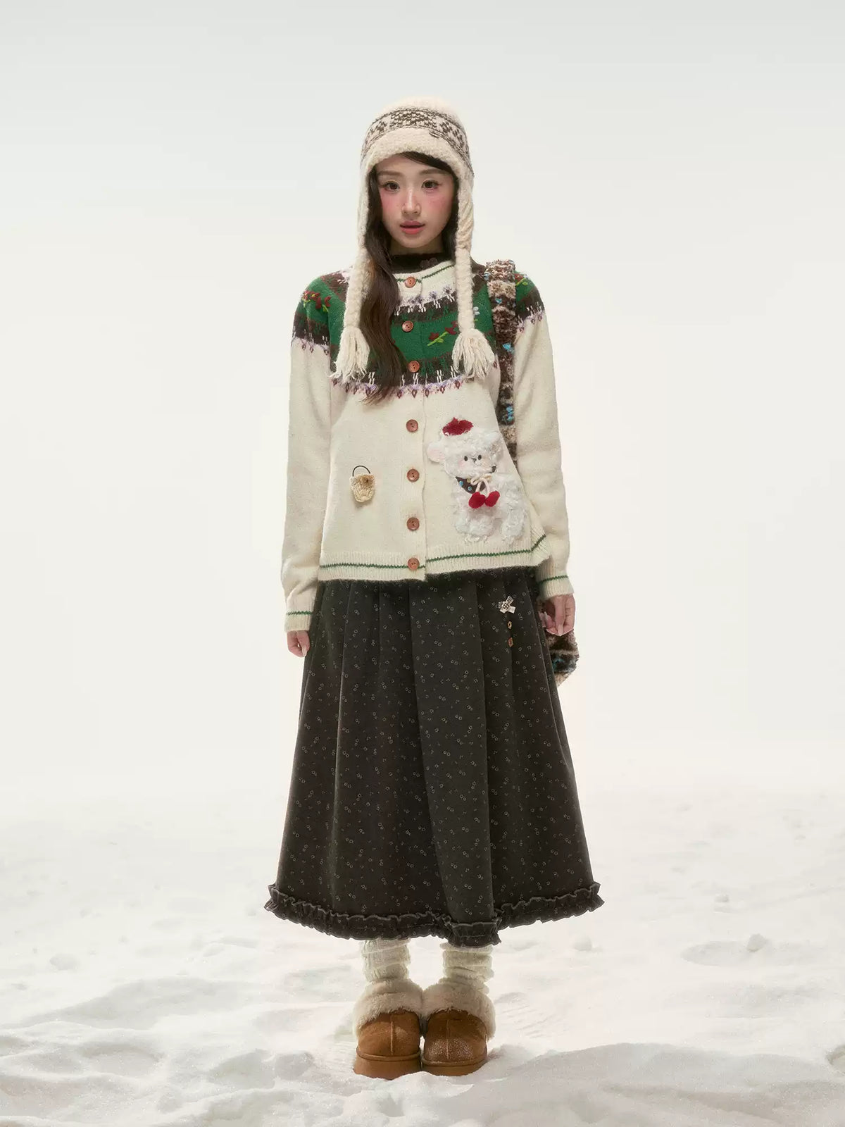 BIBIBENCY - Ivory Fair Isle Knit Cardigan