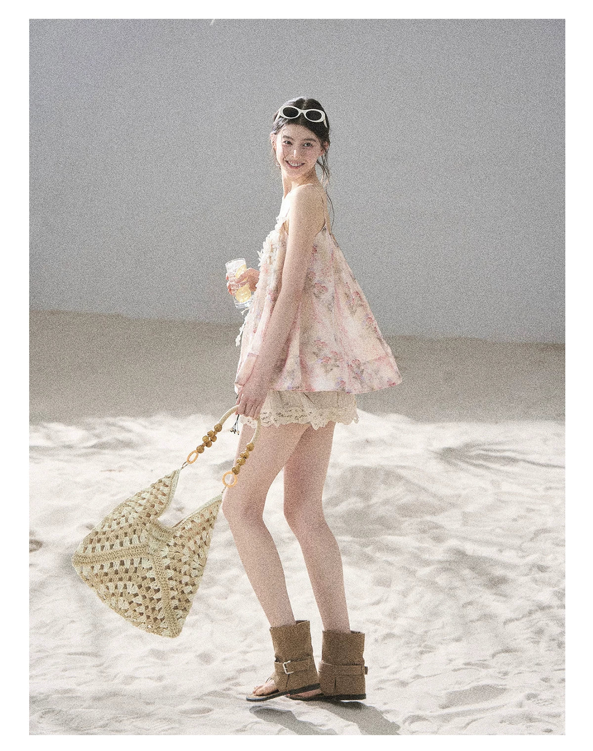 "Unscripted Romance" Dried Rose Embroidered Floral Cami Top