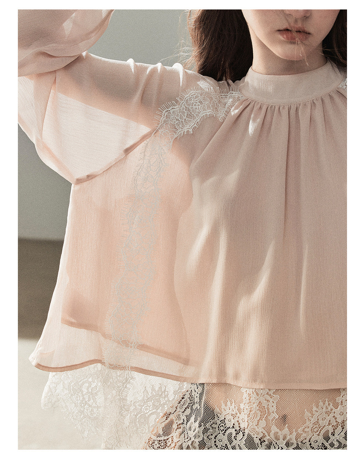 170726 "Blooming Evening Sakura" Soft Pink Lace Cover-Up Blouse