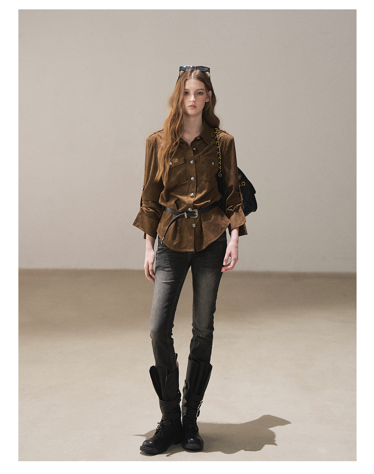 170726 "Scattered Across the Dunes" Rich Cocoa Utility Shirt with Belt