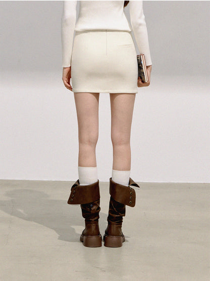 BOHOL BLING - Minimalist Wool Blend Cropped Blazer & Skirt Set