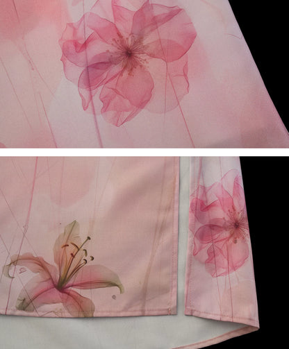 "Peach Bloom Mood" Bow Cami & Midi Skirt Set WE906