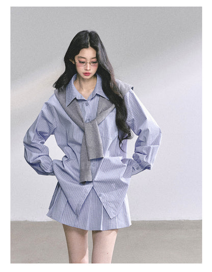 少也眼 "Felton Academy" Relaxed Korean Preppy Two-Piece Set 97842551
