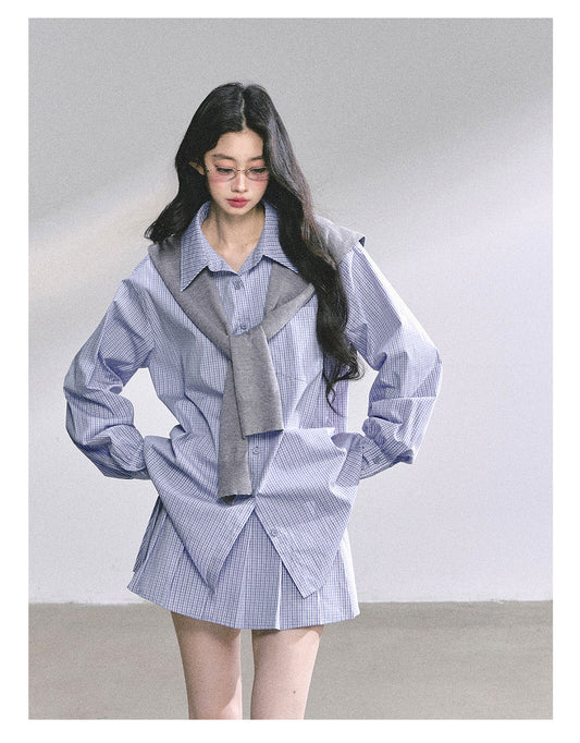 少也眼 "Felton Academy" Relaxed Korean Preppy Two-Piece Set 97842551