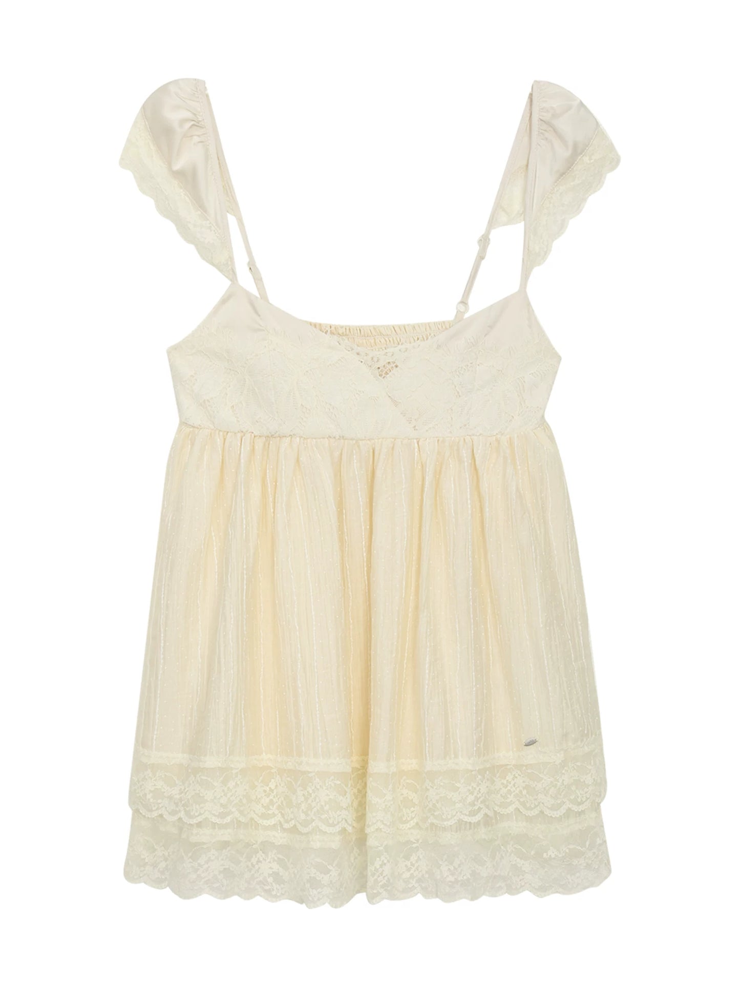 "Soft Departure" Apricot Lace V-Neck Babydoll Top