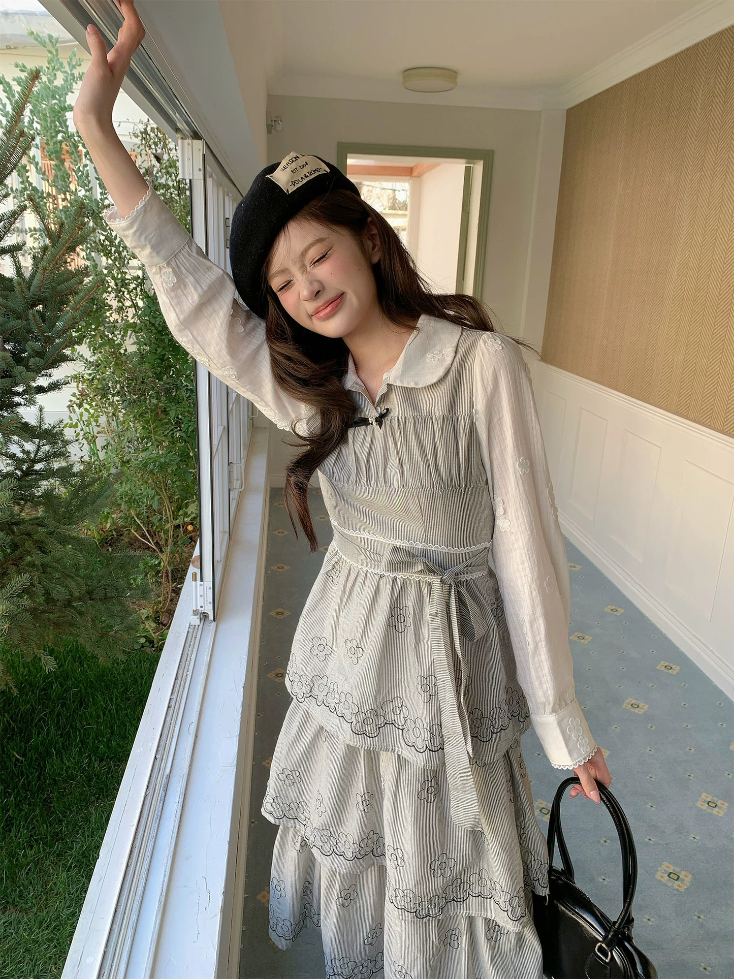 “Woodland Waltz Reverie” Grey Layered Cake Dress