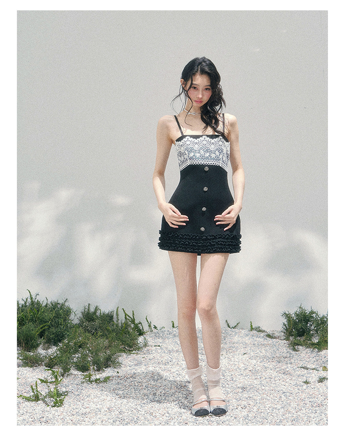 “Midnight Soliloquy” Black Lace Slip Mini Dress