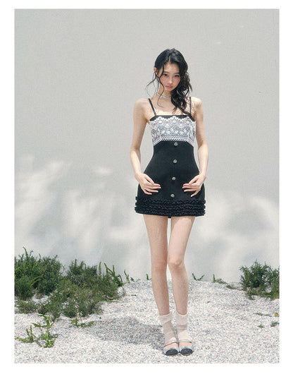 “Midnight Soliloquy” Black Lace Slip Mini Dress
