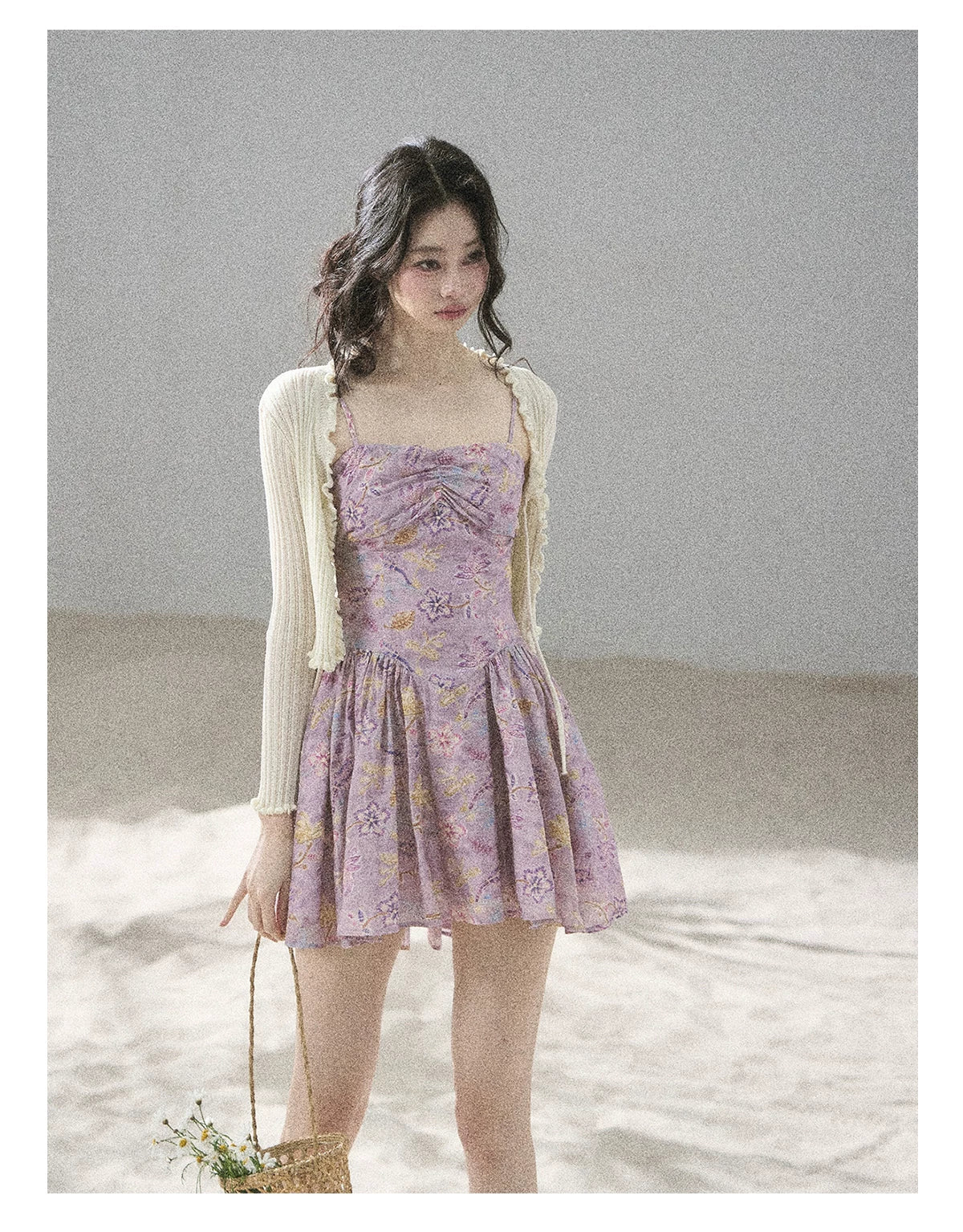 "Iris Bloom" Purple Iris Cami Mini Dress