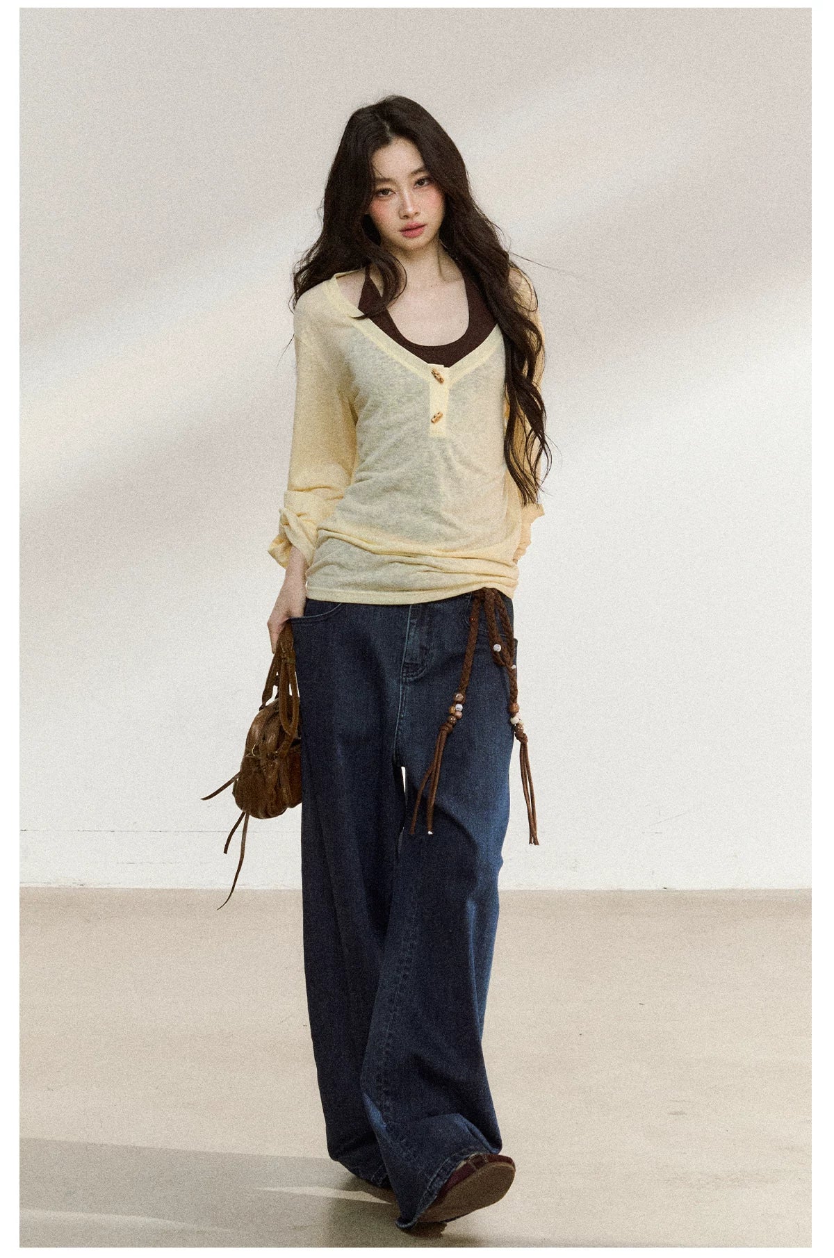 JN's DESIGN - Dark Blue Wide-Leg Vintage Jeans