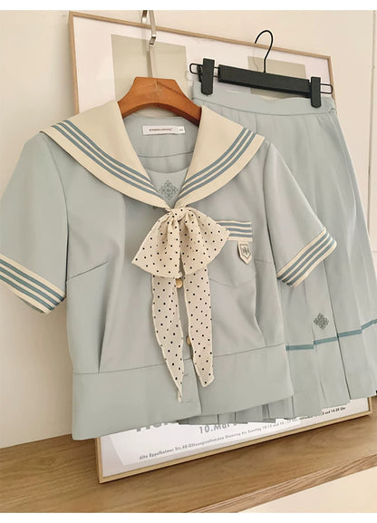 "Mint Whisper" Mint White Sailor Uniform Set
