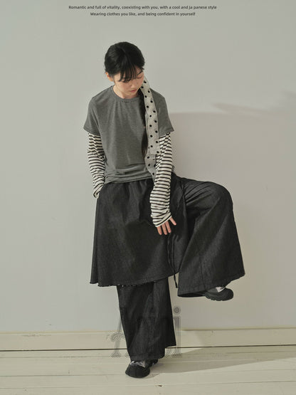 "Archive Fade" Dark Indigo Layered Wide Leg Jeans