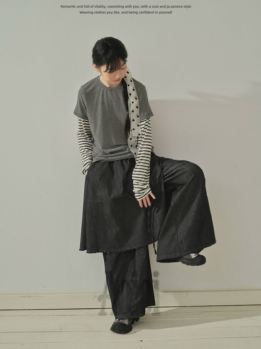 "Archive Fade" Dark Indigo Layered Wide Leg Jeans
