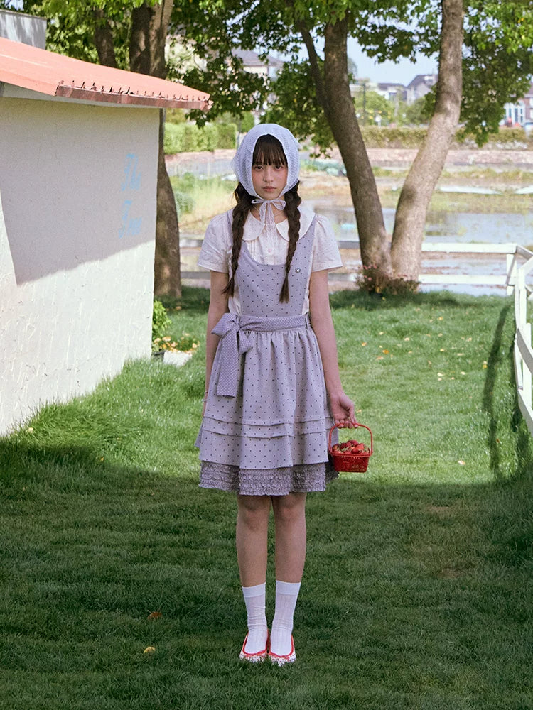 Vintage Japanese-Style Detachable 2-Way Pinafore Dress & Blouse Set