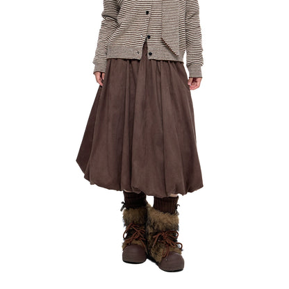 EZEK | Cloud Flower Bubble Skirt A-Line Midi (Black / White / Tan / Gray)