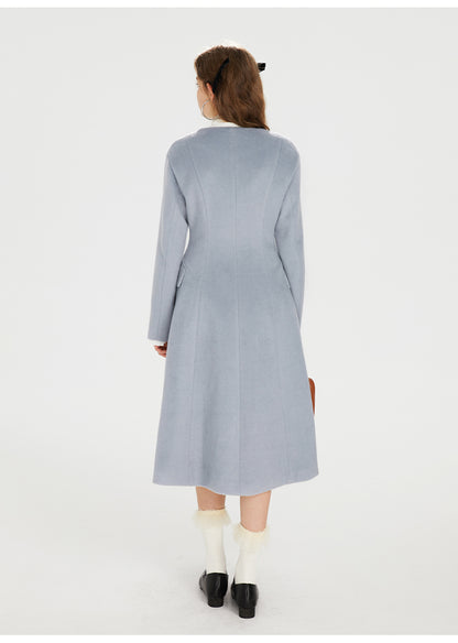 Misty Blue Wool Coat (with scarf)