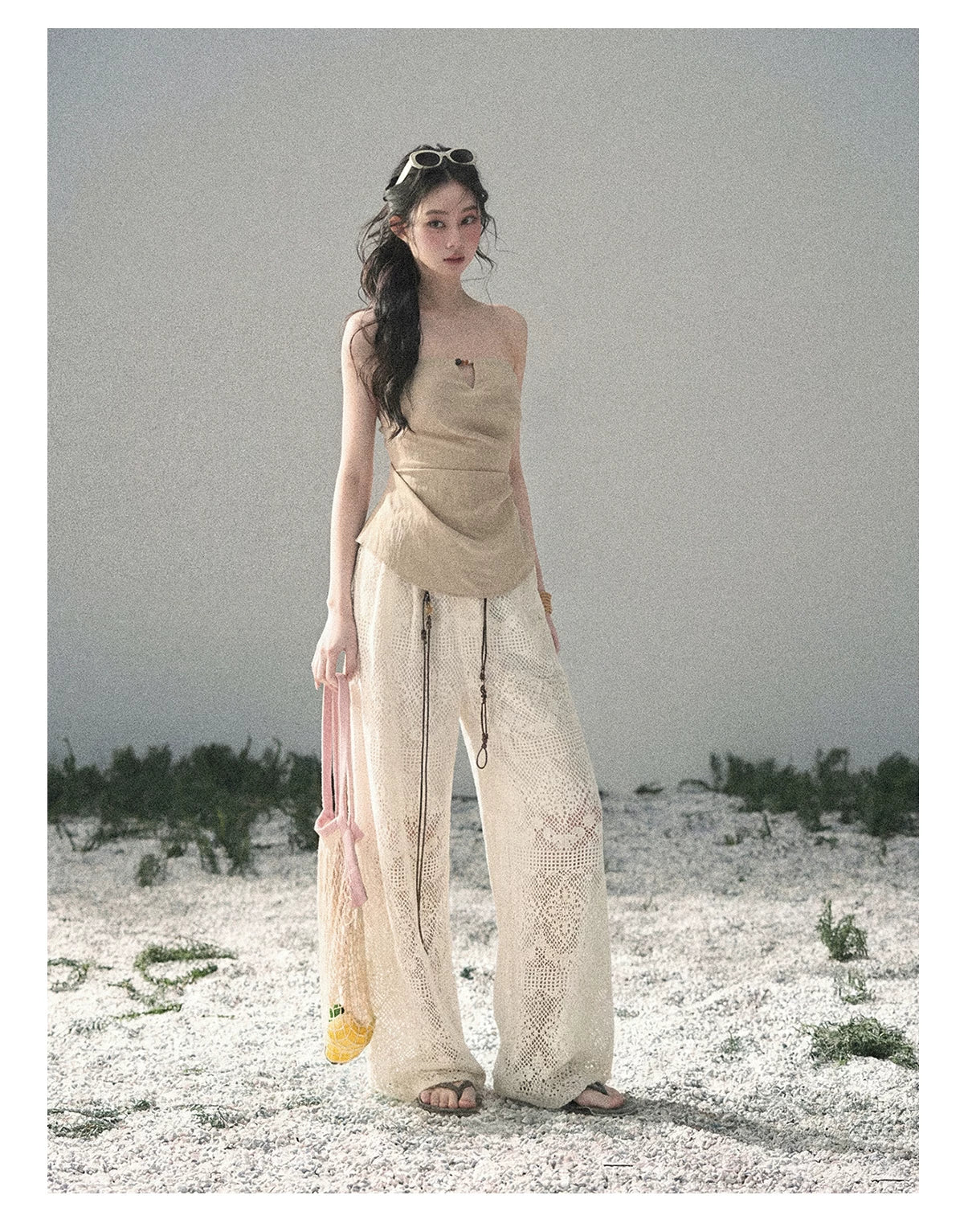 “Moonlit Haze” Dutch Cream Strapless V-Notch Top