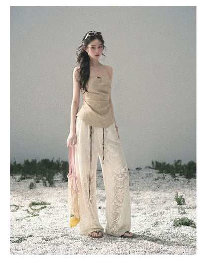 “Moonlit Haze” Dutch Cream Strapless V-Notch Top