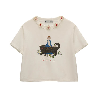"Panther Reverie" Oil Painting Graphic Cropped T-shirt WE927