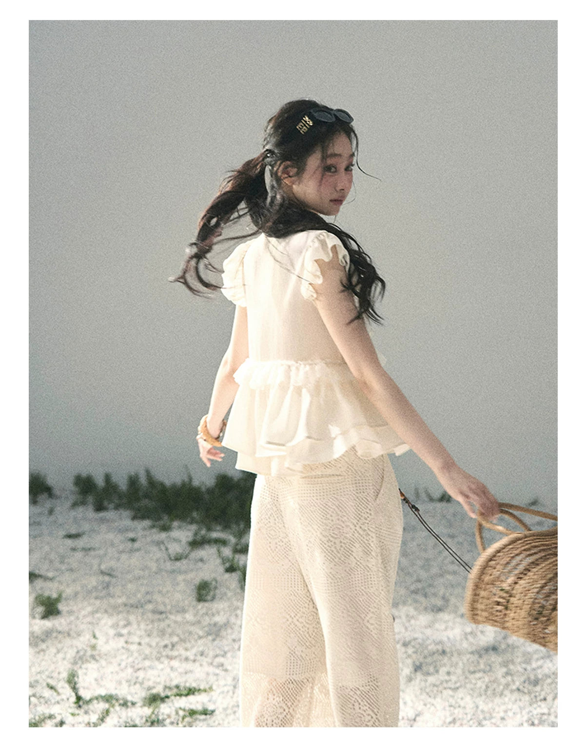 “Sunlight on My Heart” Ivory Lace Babydoll Blouse