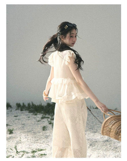 “Sunlight on My Heart” Ivory Lace Babydoll Blouse